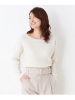 【洗える】ボートネック畦ラメニット/ホワイト(602)