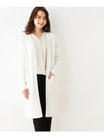 【洗える】ミラノリブロングカーディガン/ホワイト系(002)