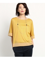 【洗える】異素材ジャージプルオーバー/マスタード(033)