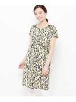 【洗える】幾何柄ポケッタブルワンピース/マスタード(133)