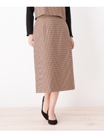 【洗える】千鳥柄ジャカードミディタイトスカート/ブラウン(242)