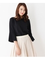 【洗える】袖スリットシャツ/ブラック(019)