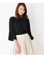 【洗える】袖スリットシャツ/ブラック(019)