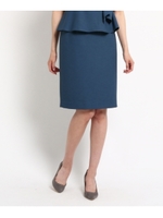 【洗える】麻調タイトスカート/ライトブルー(091)