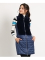 【蓄熱】　異素材コンビ ワンピース レディース/ネイビー(093)
