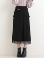 ○ベルト付ヘムチュールスカート/ブラック