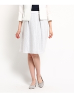 ◆【洗える】ドットラインレーススカート/ライトグレー(411)