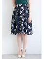 ◆ペインティングフラワーアシンメトリースカート/ネイビー(120)