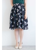 ◆ペインティングフラワーアシンメトリースカート/ネイビー(120)