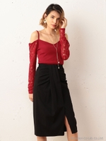 アシメナロースカート/ブラック