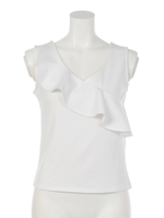 アシメラッフルタンクTOP/WHT