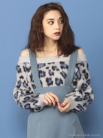 アニマル柄ジャガードニット/ブルー