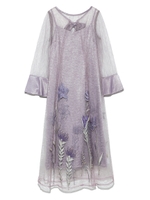 アフリカンフラワー刺繍ワンピース/LAV