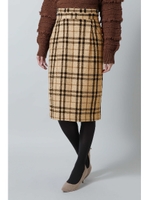 ウールカルゼストレートスカート/ベージュベースチェック2(042)
