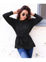 【anap Latina】 ウエストリボンサイドスリットニットチュニック/パープル(022)