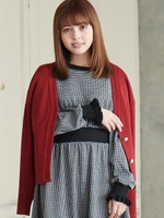 ウォッシャブルVニットカーディガン/レッド