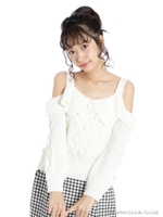 オフショルケーブルニット/ホワイト