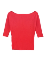 オフショルダーリブトップス/レッド