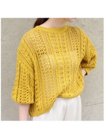 カギ編みシアーニット/マスタード