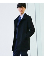 カシミヤ混ウールスタンドカラーコート[ メンズ コート ビジネス 結婚式 カシミヤ ]/ブラック(019)