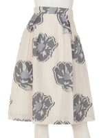 カットジャガード花柄フレアスカート/オフホワイト