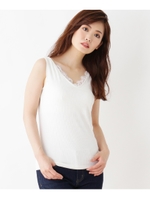 カップ付レースポイントタンクトップ/ホワイト系(002)