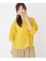 カラミストライプふんわり袖ブラウス/レモンイエロー(031)