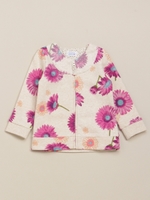 ガーベラプリントノーカラージップアップ/パープル