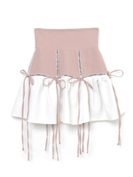 ギャザーバイカラースカート/ベージュ