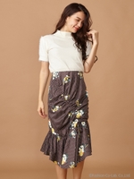 ギャザーロングスカート/ブラック系