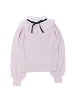 クラシカルハイネックレースニット / mille fille closet/ピンク系