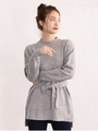 クルーネックベルト付チュニック/杢グレー