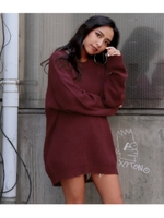 クルーネック畦ニット/ワイン(026)