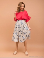 グレイッシュフラワースカート/ベージュ