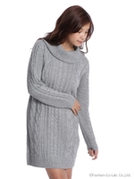 ケーブルタートルニットワンピース/ハイ