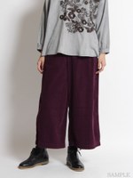 コーデュロイ製品染めワイドパンツ/ボルドー