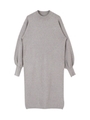 サイドスリットニットワンピース/杢グレー
