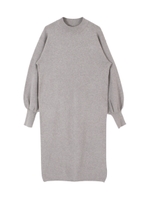 サイドスリットニットワンピース/杢グレー