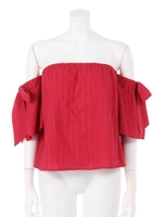 サイドリボンオフショルTOPS/レッド