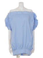 シャーリング2WAYブラウス/サックス