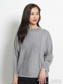 シルケットレーヨン衿フリルニット/杢グレー