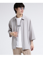 ジップアップ7分袖シャツジャケット/ベージュ(052)