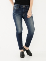 ジャストウエストデニムスリム/D/BLU