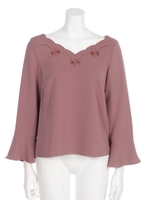 スカラップ刺繍ブラウス/モカ