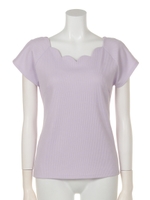 スカラネックフレンチスリーブテレコカットソープルオーバー/ブラック