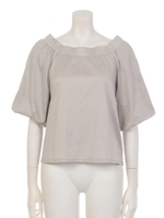スクエアネック袖ボリュームカットソー/ライトグレー