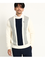 ストライプ カシミヤ セーター メンズ/ホワイト(002)