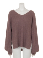 スリットスリーブ畦ニットチュニック/ピンク