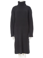 タートルロングニットワンピース/ブラック