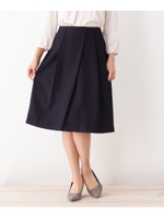 タックプリーツデザインミディスカート/ネイビー(093)